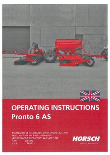 Horsch Universal Seed Drill Pronto 6AS Operators Manual
