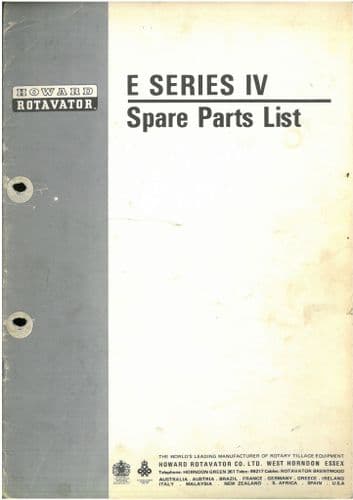 Howard Bigbaler E Series Parts Manual - Big Baler