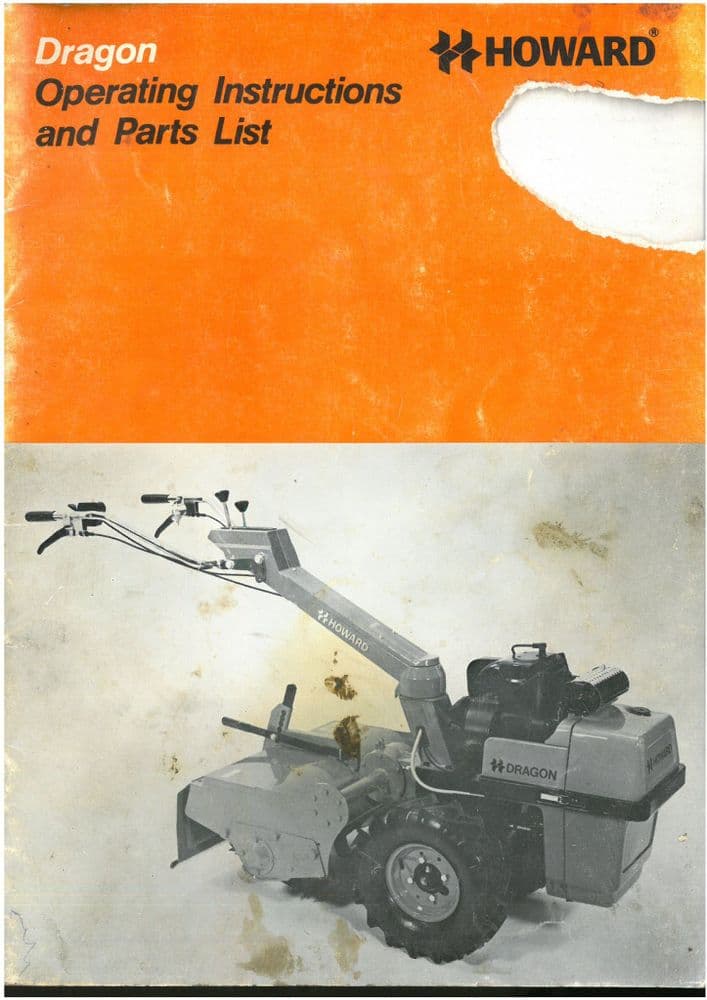 Howard Dragon Rotavator Operators Manual with Parts List - ORIGINAL MANUAL