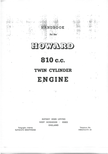 Howard Engine Twin Cylinder 360 810cc  Operators Manual