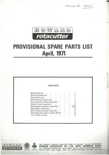 Howard Rotacutter Parts Manual