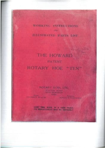 Howard Rotary Hoe 'Ten' Operators Manual with Parts List