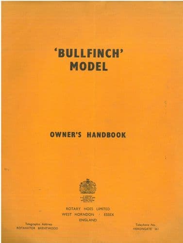 Howard Rotary Hoes Garden Rotavator "Bullfinch" Operators Manual