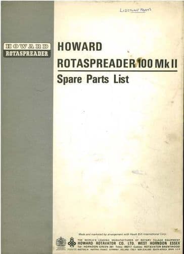 Howard Rotaspreader 100 MkII Parts Manual