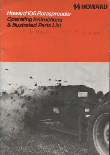 Howard Rotaspreader 105 Operators Manual with Parts List