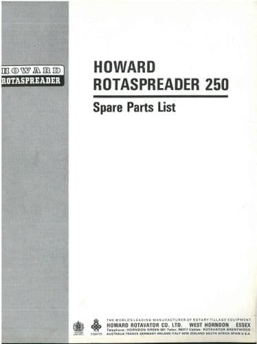 Howard Rotaspreader 250 Parts Manual