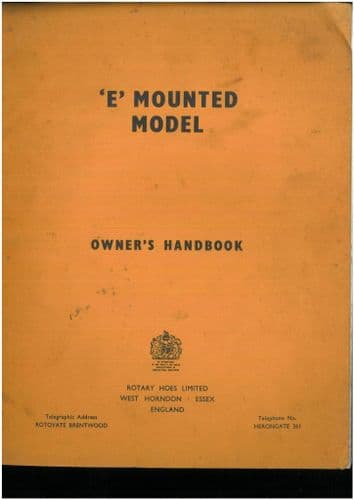 Howard Rotavator E Mounted Series Operators & Parts Manual