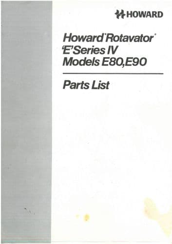 Howard Rotavator E Series IV Parts List Manual