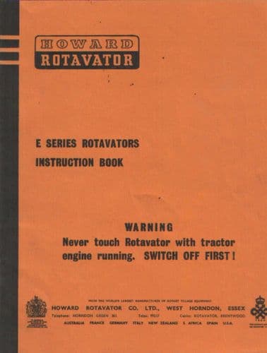 Howard Rotavator E Series Operators Manual