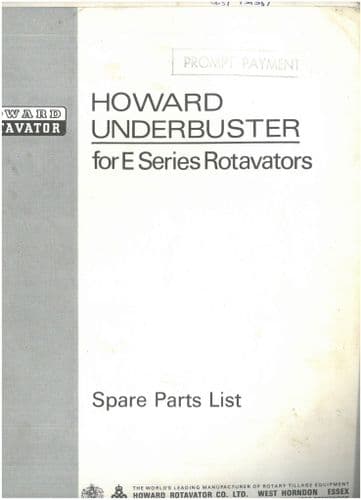 Howard Rotavator E Series Underbuster Parts List Manual