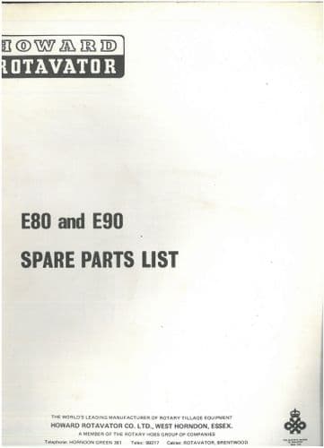 Howard Rotavator E80 and E90 Parts Manual