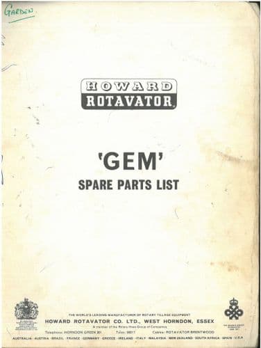 Howard Rotavator GEM Parts Manual - ORIGINAL