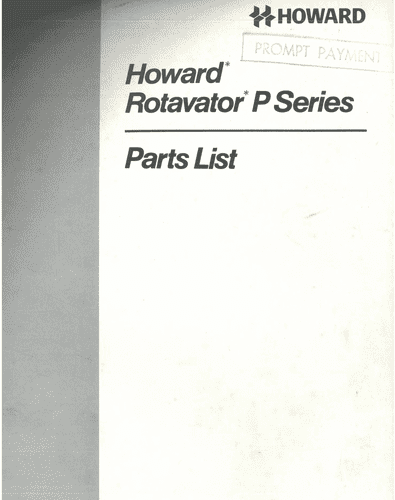 Howard Rotavator P Series Parts Manual
