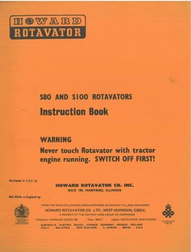 Howard Rotavator S80 & S100 Operators Manual.