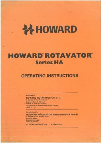 Howard Rotavator Series HA Operators Manual