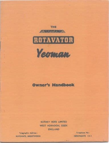 Howard Rotavator Yeoman Operators Manual
