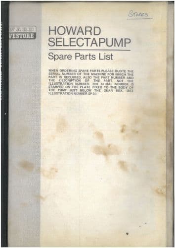 Howard Selectapump Parts Manual