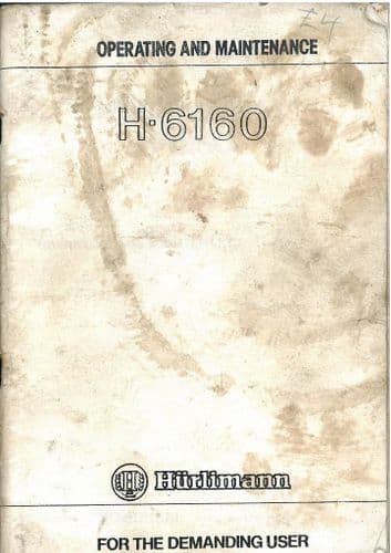 Hurlimann Tractor H6160 Operators Manual - H-6160