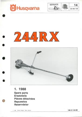 Husqvarna Brush Cutter/Strimmer  224RX Parts Manual 224 RX