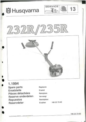 Husqvarna Brush Cutter/Strimmer 232R 235R  Parts Manual