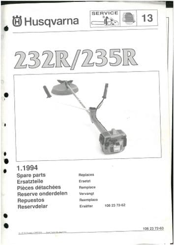 Husqvarna Brush Cutter/Strimmer 232R 235R  Parts Manual