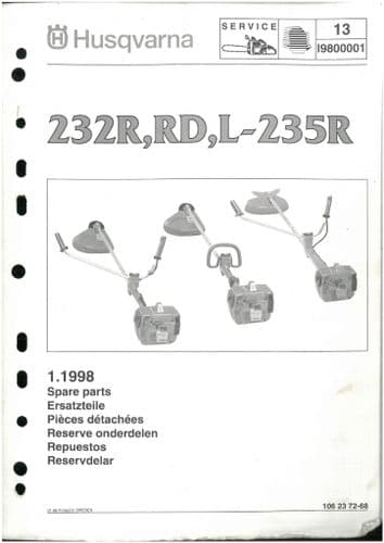 Husqvarna Brush Cutter/Strimmer 232R, RD, L-235R  Parts Manual