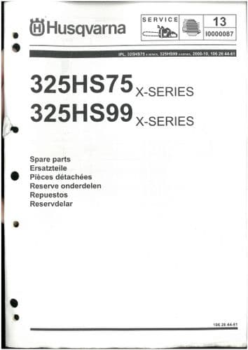 Husqvarna  Brush Cutter/Strimmer 325HS75 325HS99 X- SERIES Parts Manual