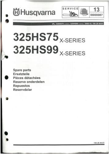Husqvarna  Brush Cutter/Strimmer 325HS75 325HS99 X- SERIES Parts Manual