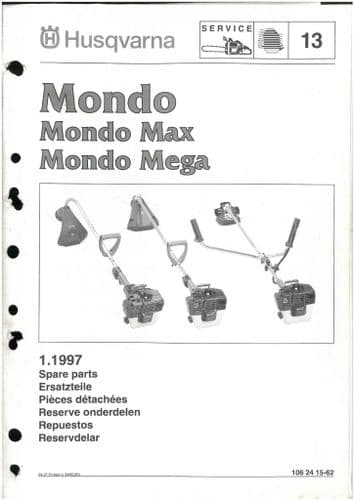 Husqvarna Brush Cutter/Strimmer  Mondo, Mondo Max, Mondo Mega Parts Manual
