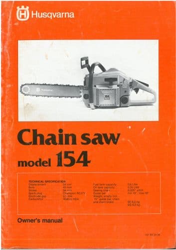 Husqvarna Chain Saw 154 Operators Manual