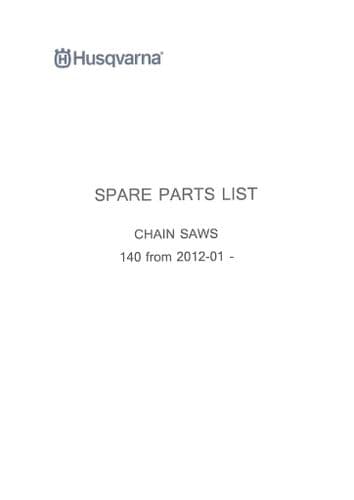 Husqvarna Chainsaw 140 Parts Manual