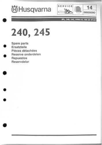 Husqvarna Chainsaw 240 245 Parts Manual