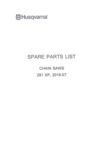 Husqvarna Chainsaw 281XP Parts Manual