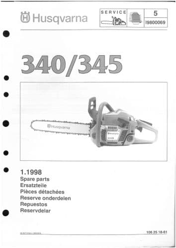 Husqvarna Chainsaw 340 345 Parts Manual