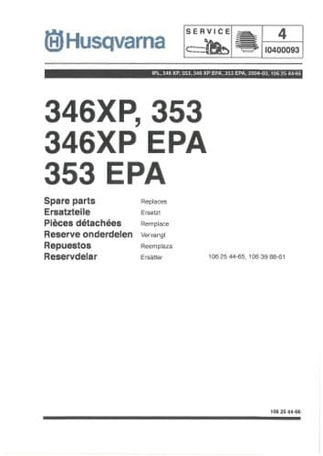 Husqvarna Chainsaw 346XP 353 345XPEPA 353EPA Parts Manual