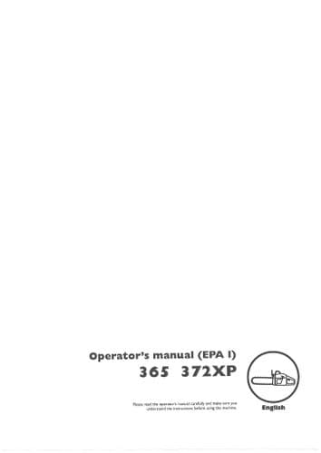Husqvarna Chainsaw 365 372XP Operators Manual EPA I