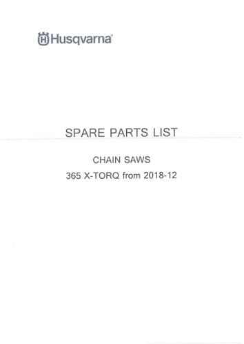 Husqvarna Chainsaw 365 X-Torq Parts Manual