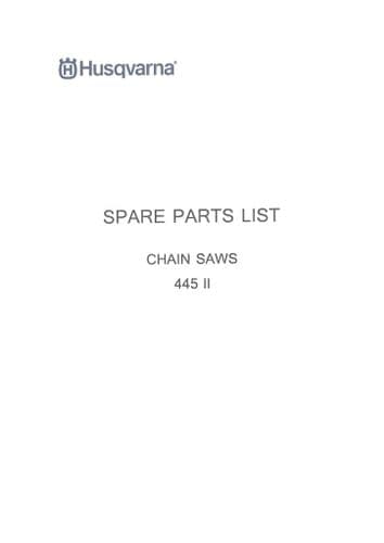 Husqvarna Chainsaw 445 II Parts Manual