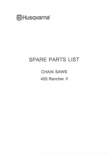 Husqvarna Chainsaw 455 Rancher II Parts Manual