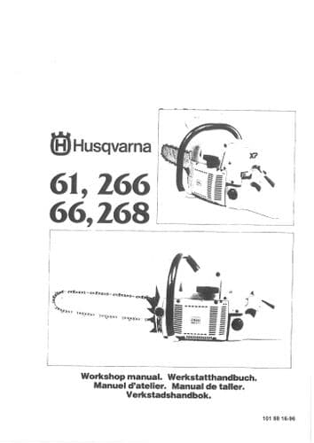 Husqvarna Chainsaw 61 266 66 268 Workshop Repair Manual