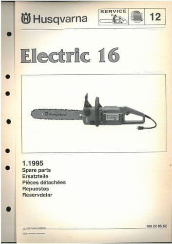 Husqvarna Chainsaw Electric 16 Parts Manual