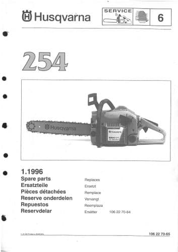 Husqvarna Chainsaw Model 254 Parts Manual