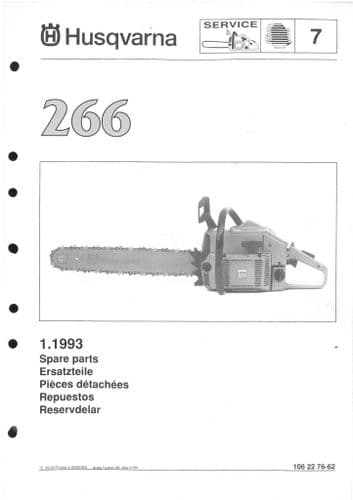 Husqvarna Chainsaw Model 266  Parts Manual