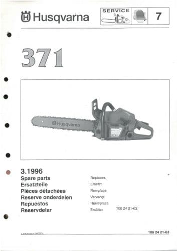 Husqvarna Chainsaw Model 371  Parts Manual