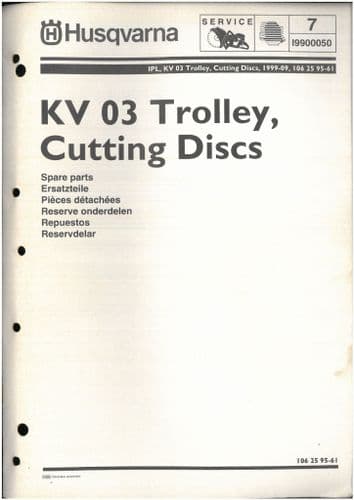 Husqvarna  Cutting Discs KV 03 Trolley Parts Manual
