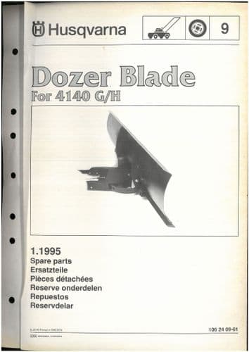 Husqvarna Dozer Blade For 4140 G/H  Parts Manual