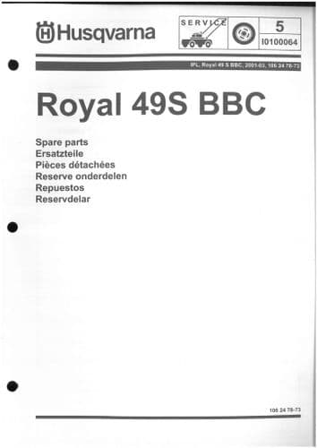 Husqvarna Lawn Mower Royal 49S BBC Parts Manual