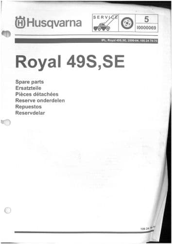Husqvarna Lawn Mower Royal 49S SE Parts Manual