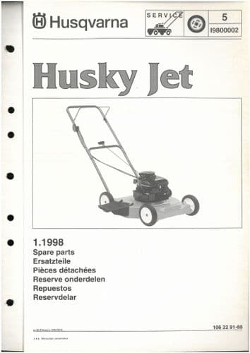 Husqvarna Mower Husky Jet Parts Manual