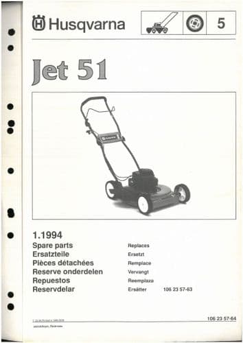 Husqvarna Mower Jet 51 Parts Manual